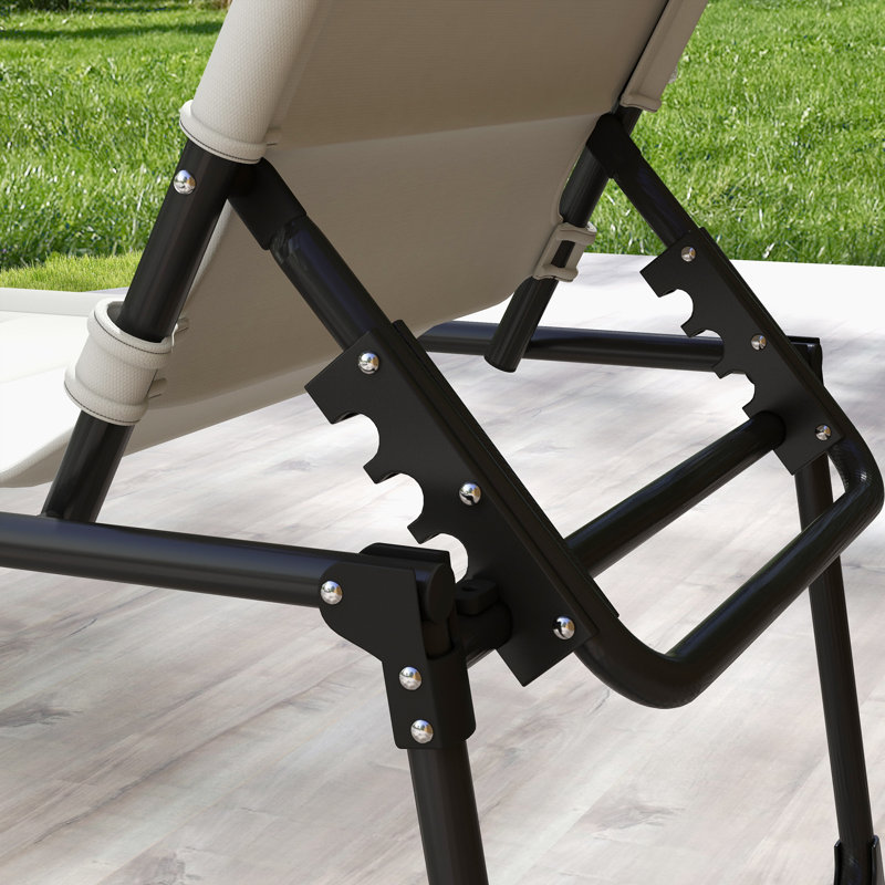 Chaise longue inclinable avec coussins sahdia, Blanc
