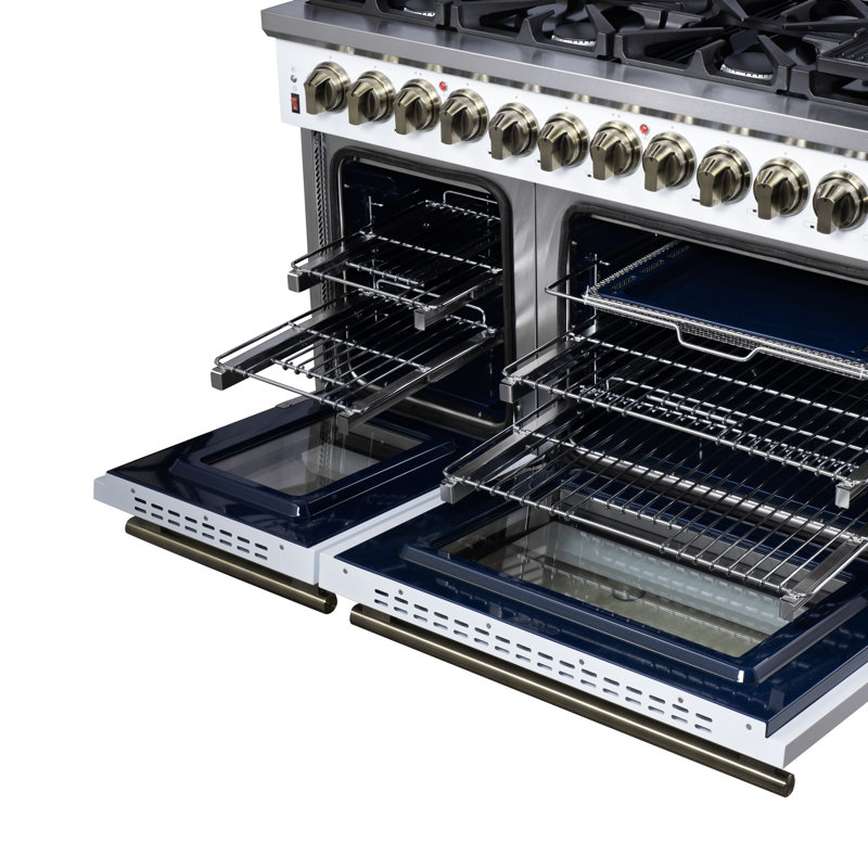 Massimo 48 Freestanding Dual Fuel Range, White