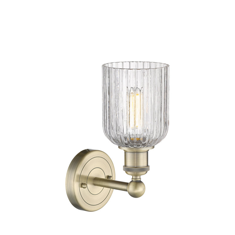 Northgate Steel Armed Sconce, Antique Brass, Clear