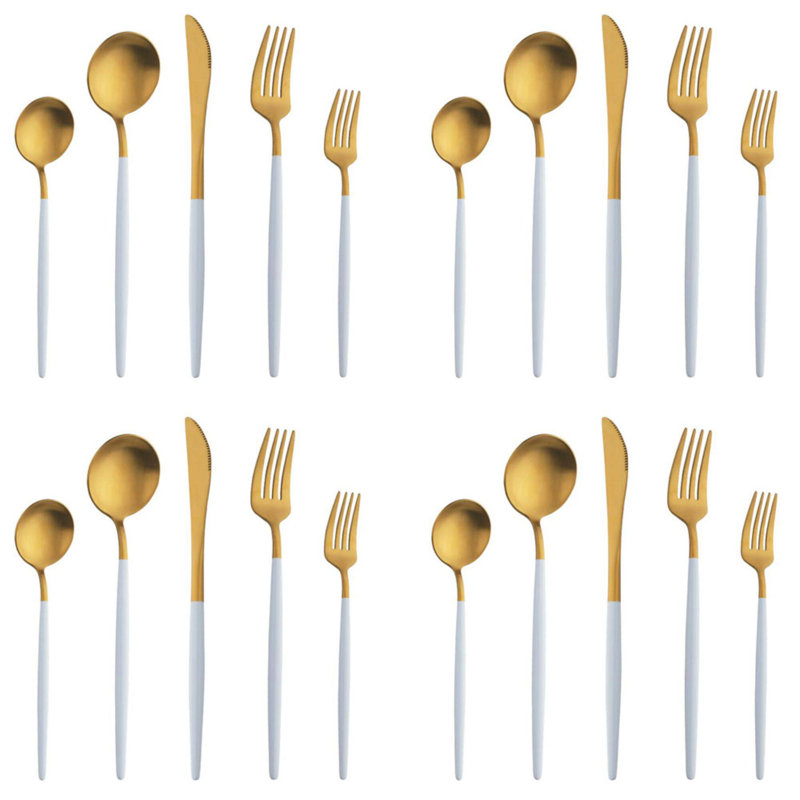 Ensemble de couverts en acier inoxydable couleur or et blanc Wringe Studio ™ Ettinger - service pour 4