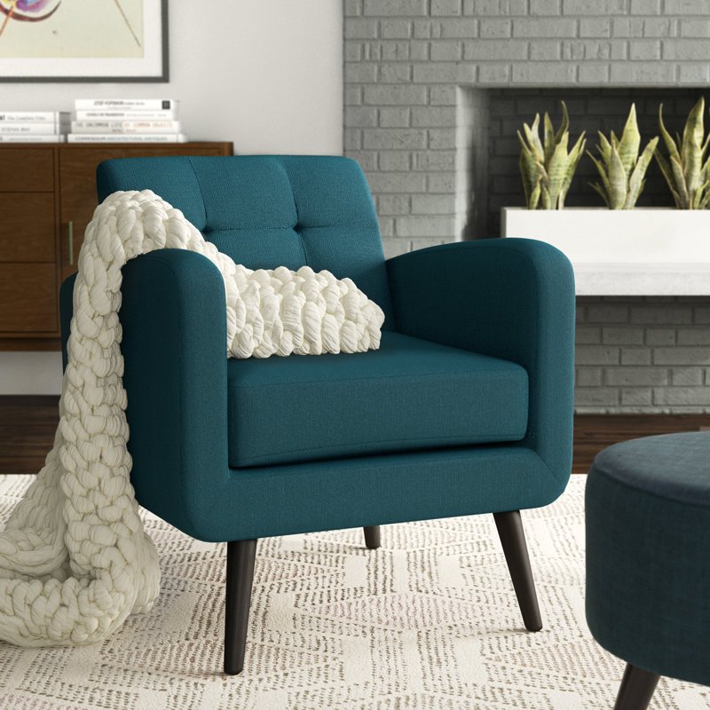 Speegle 29.5" Wide Lace Tufted Armchair, Peacock Blue Polyester
