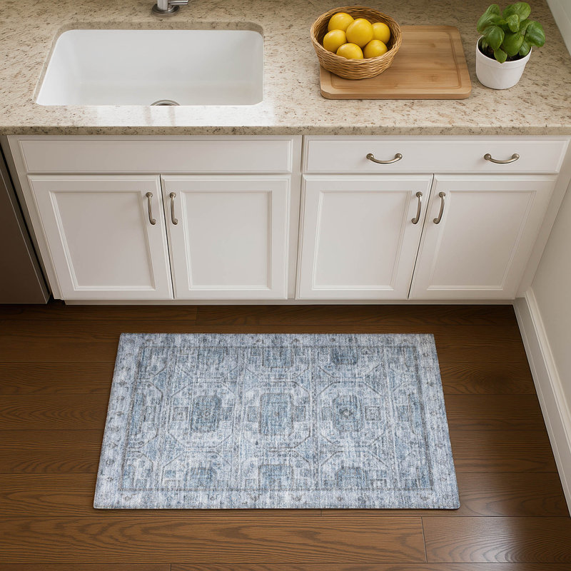 Premium Machine Washable Tara AMF1919 Border Rug, Rectangle 1'8" x 2'6"