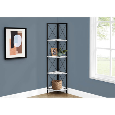 Bibliothèque à 4 niveaux avec effet marbre blanc pour décoration de chambre à coucher en métal
