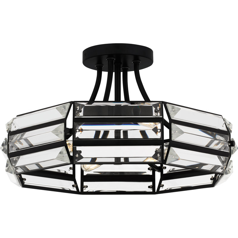 Esmon Glass Semi Flush Mount, Matte Black