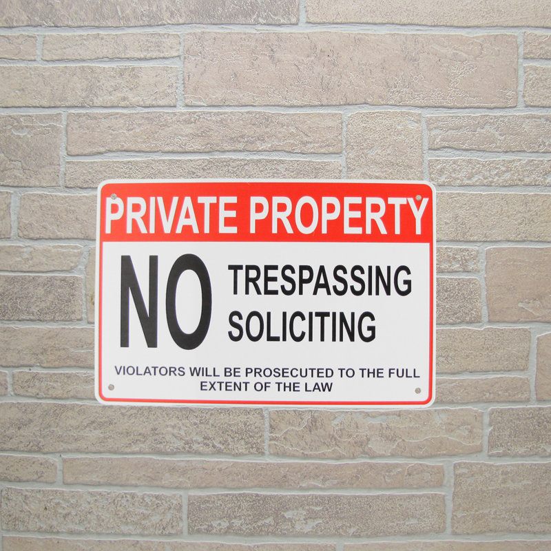 Tin Metal No Soliciting Violators Prosecuted Private Property Dont Trespass Sign