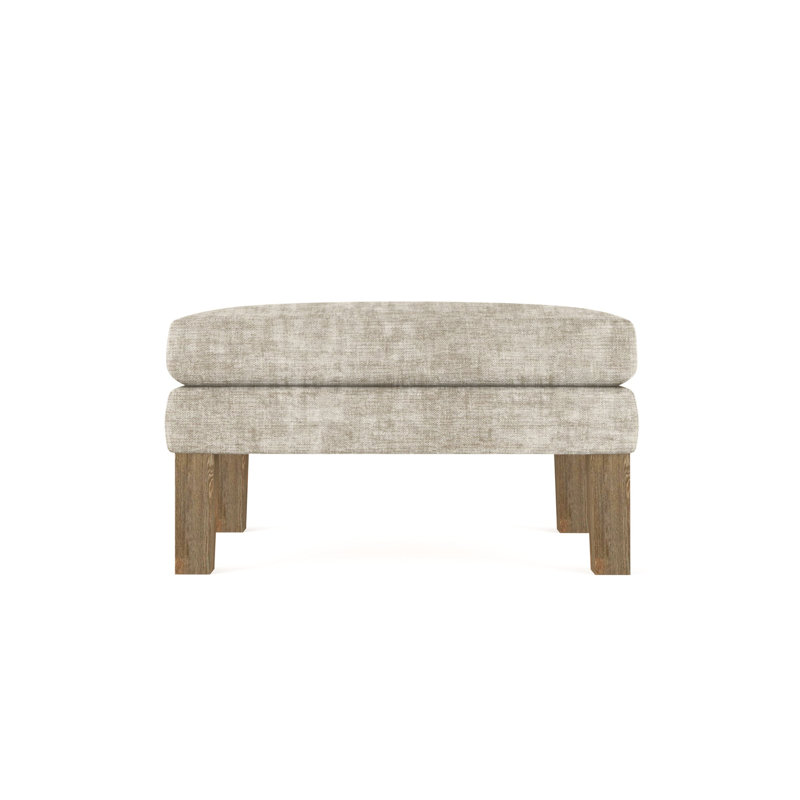 Charlton Ottoman, Plush Velvet Blue Print, Weathered