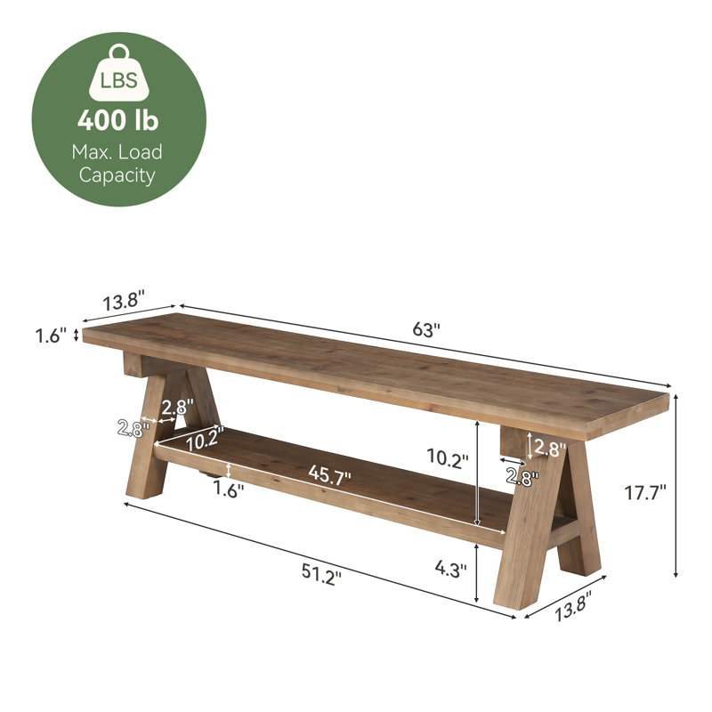 Solid Wood Storage Bench