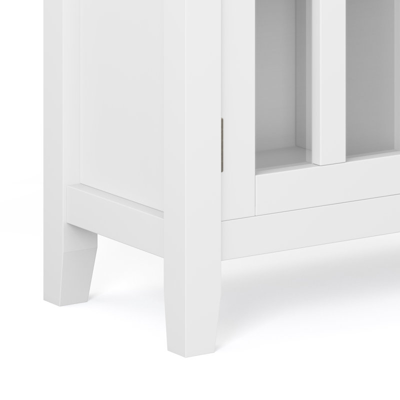 White Solid Wood Office Storage Cabinet with Glass Doors