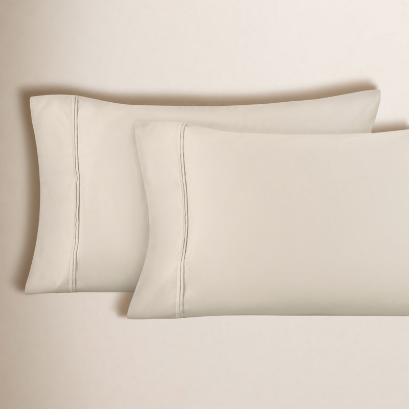 Mellark 1200 Thread Count 100% Egyptian Cotton Solid Sateen Pillowcase Set, King Pillowcase, Ivory
