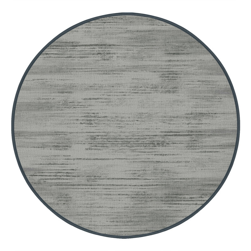 Machine Washable Abstract Gray Area Rug, Round 3'