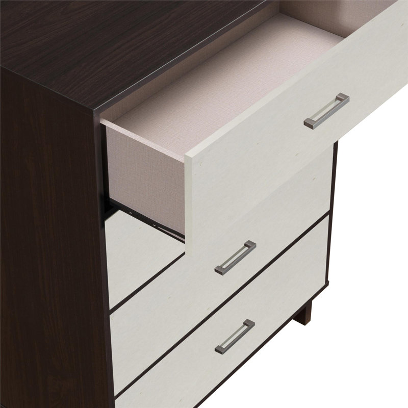 Acosta 4 - Drawer Chest of Drawers, Espresso/Vintage White