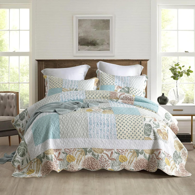 Ensembles de courtepointe HoneiLife , Courtepointe grand lit + 2 taies d'oreiller standa
