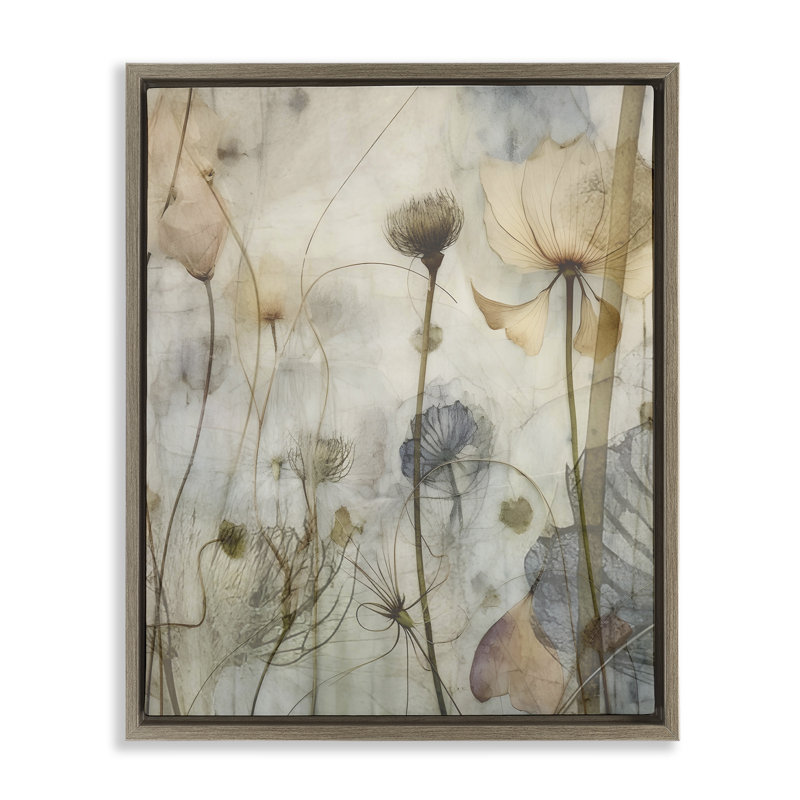 «Subtle Botanicals», art mural encadré sur toile flottante par lettré et doublé, H 31 po x l 25 po