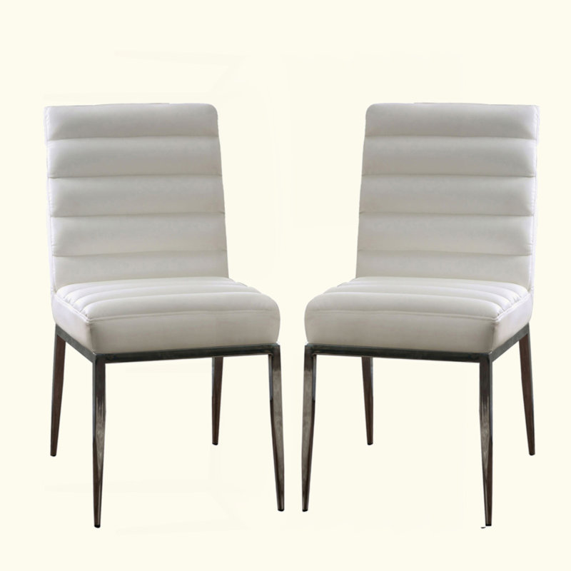 Ensemble de 2 chaises d'appoint en similicuir et en métal blanc et chrome