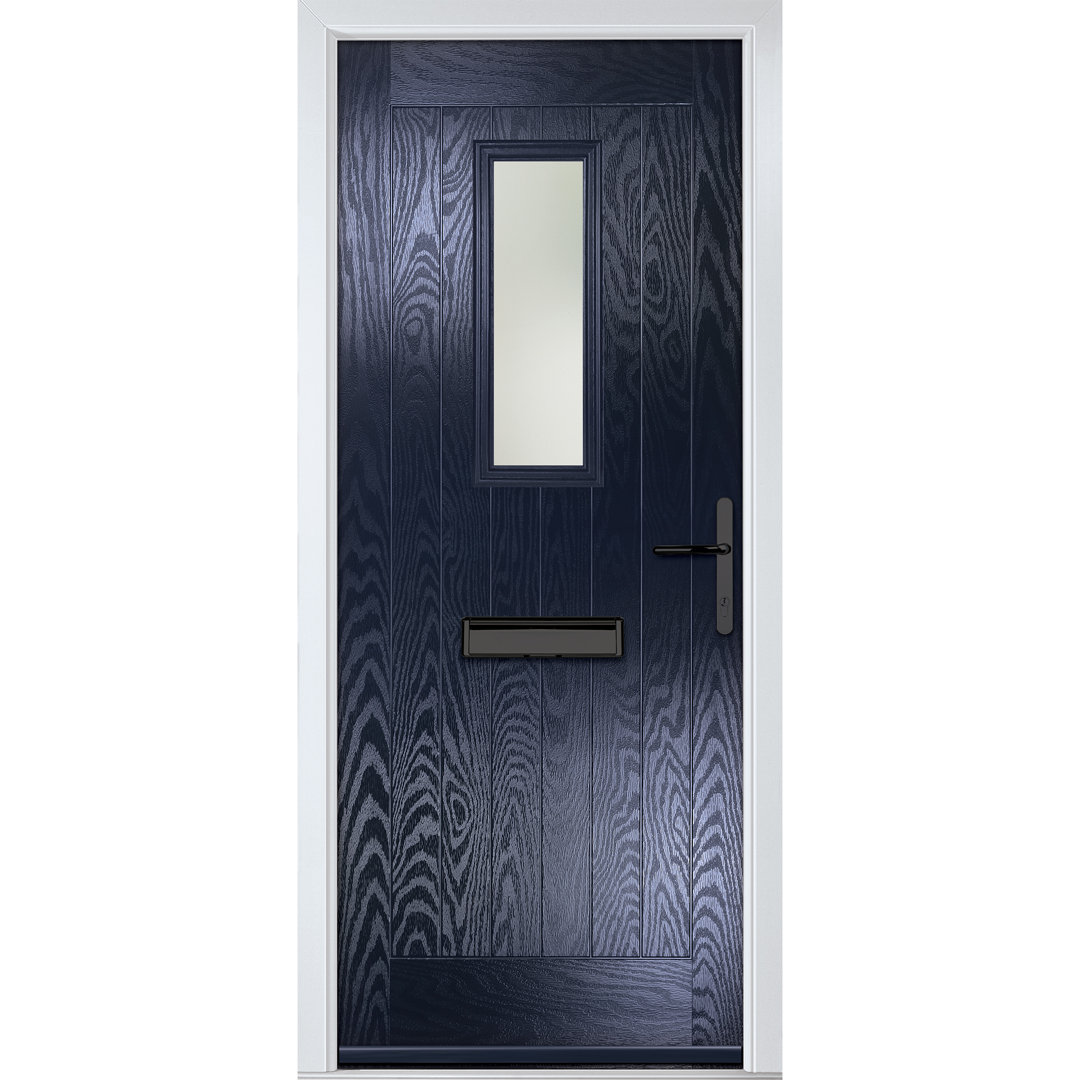 Crystal GRP Front door Sunningdale Slate Grey 920mm x 2090mm Open in Left hand Stipolytte Glass