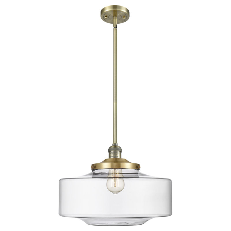 Franklin Restoration - Bridgeton - 1 Light Stem Hung Mini Pendant - Bulb Not Included - Shade, Antique Brass, Clear