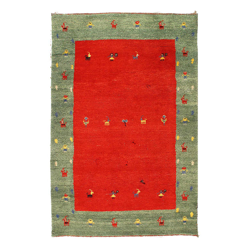 Red Hand Knotted Gabbeh Rug 4'x 6'