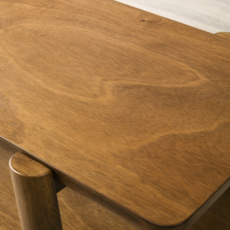 Table basse en noyer de style Mid-Century moderne avec 3 tablettes