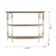 Étagère en bois blanche à trois niveaux 43,5 x 14 x 32 po avec cadre en fer orné