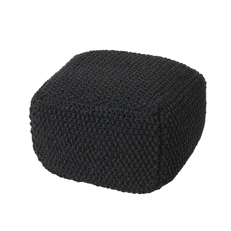 Tenacia Upholstered Pouf, Dark Gray Cotton