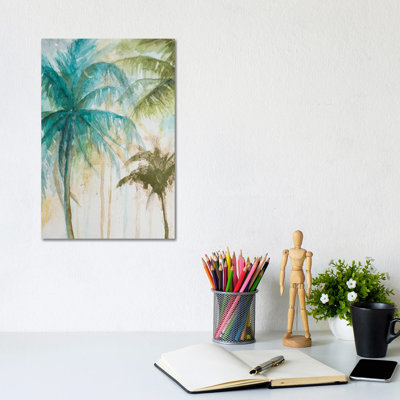 Watercolor Palms in Blue I 1 Piece Wrapped Canvas Wall Art