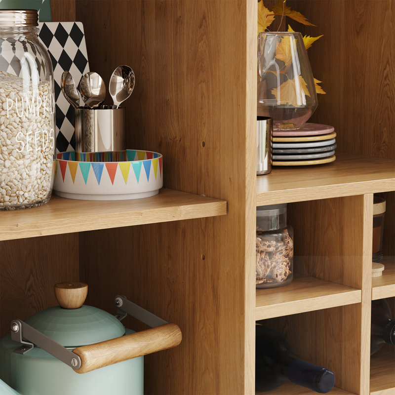 Armoire à vin avec porte-bouteilles et rangement, Naturel