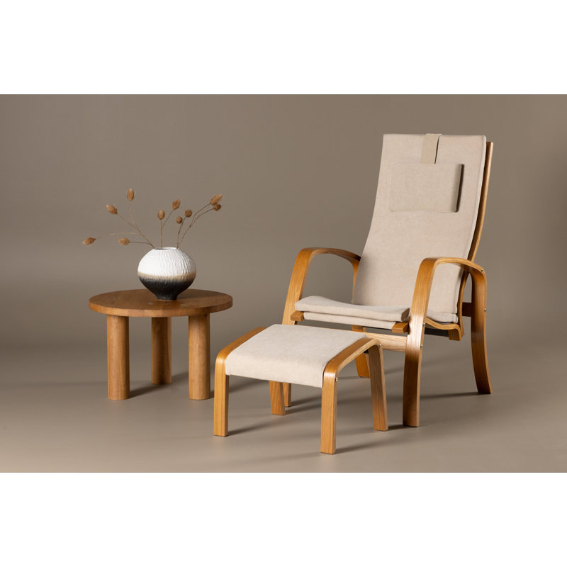 Karon Upholstered Accent Chair, Oak, Beige