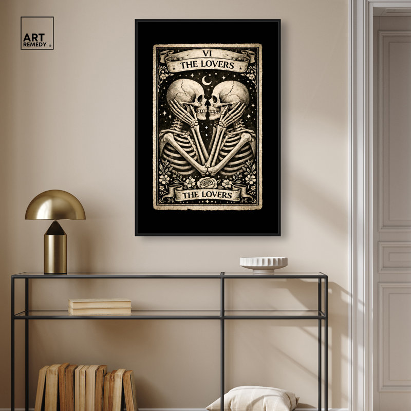 «Spooky Lovers Tarot Card», impression sur toile encadrée par Art Remedy, cadre noir, 24 x 36, H 37 po x l 25 po, Cadre noir