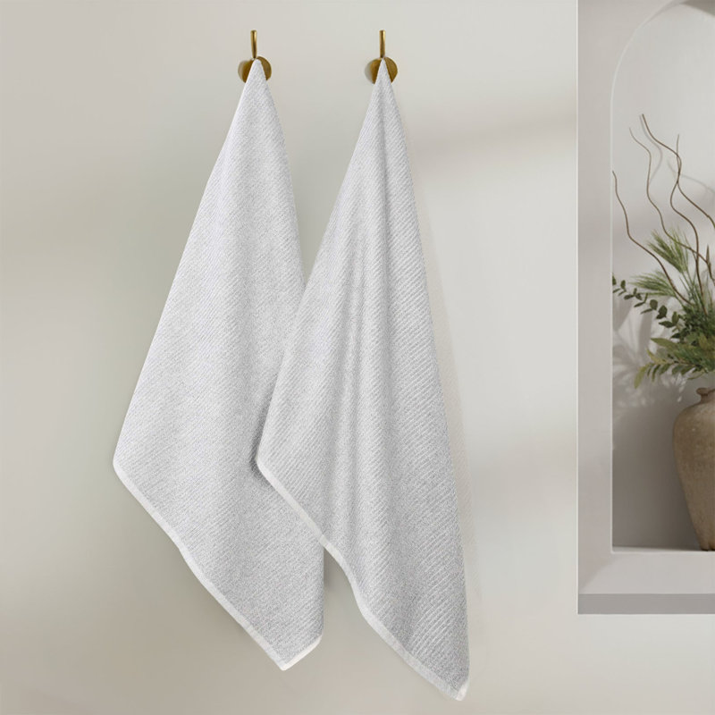   Viscose Cotton Blend Bath Sheet Set - Textured Ribbed Design - Quick-Dry, Platinum