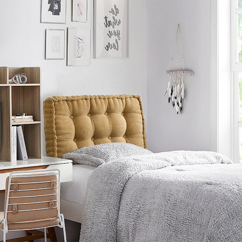 Ultra Thick Brown Tufted Upholstered Twin Headboard Pillow