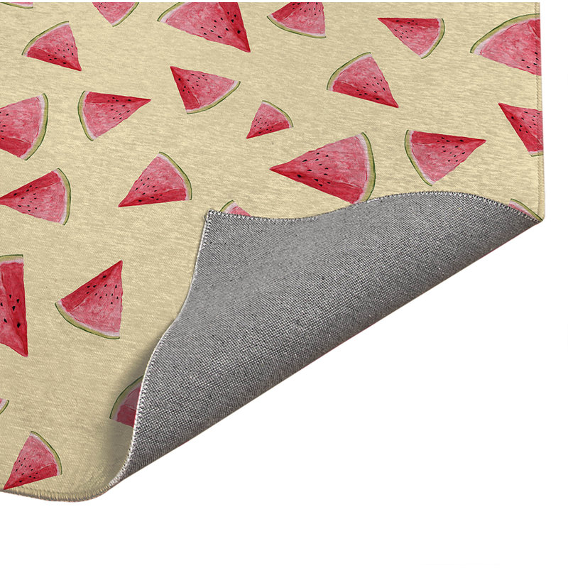 Summer Melon Lightweight Non-Slip Kitchen Mat, Yellow, Rectangle 5' x 7'