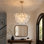 Lustre en verre fleur bleue 23,6 po, finition cuivre, 9 lumières E14, 3 ampoules incluses
