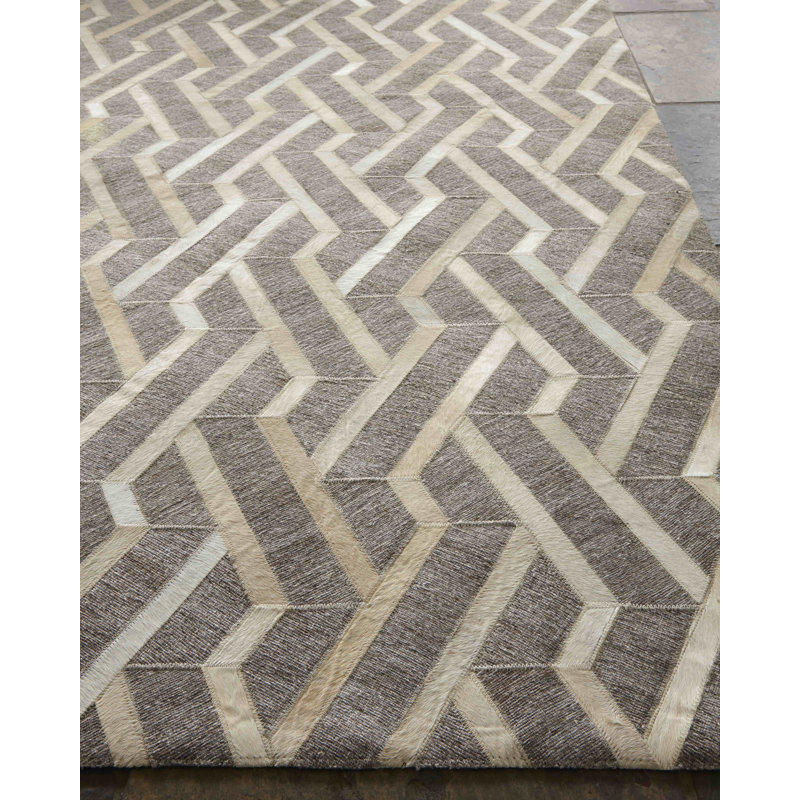 Berlin Cowhide Geometric Area Rug, Rectangle 5' x 8'