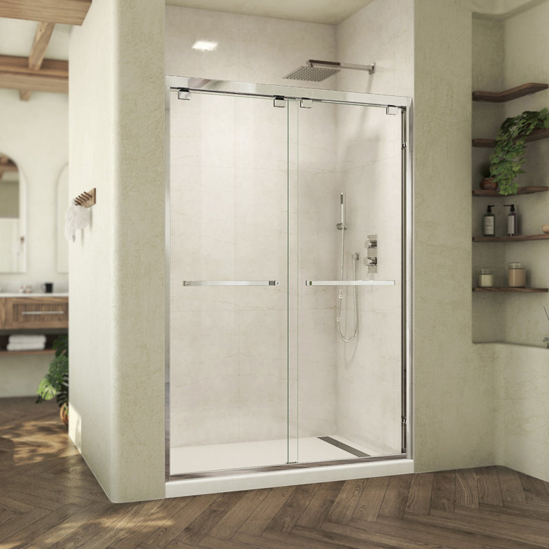 Abbey 50 in. Frameless Chrome Sliding Shower Door