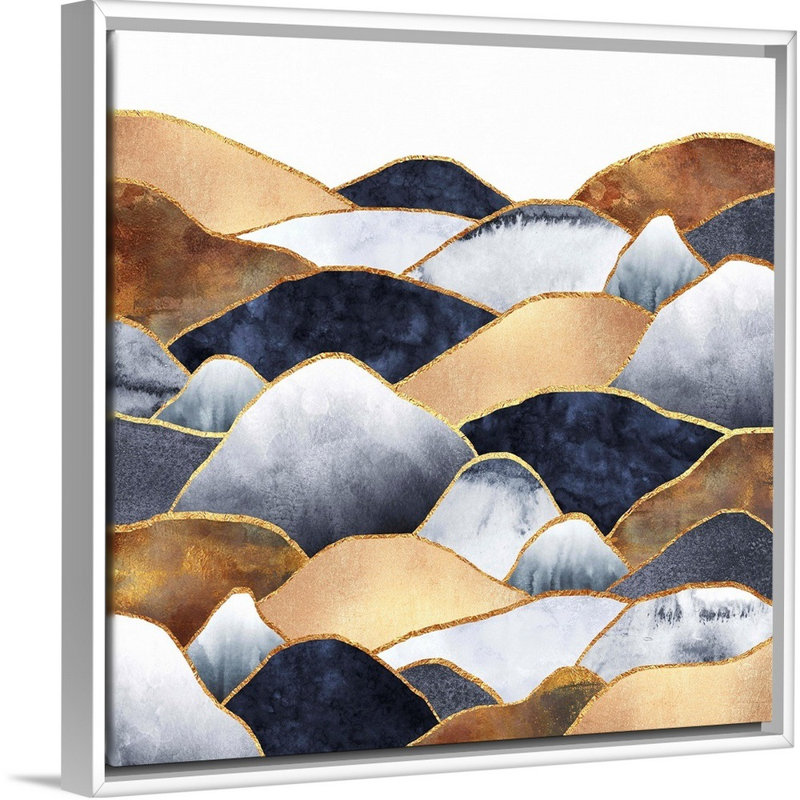 Collines - reproduction d'art sur toile, Cadre flottant blanc, H 17,7 po x l 17,7 po x P 1,75 po