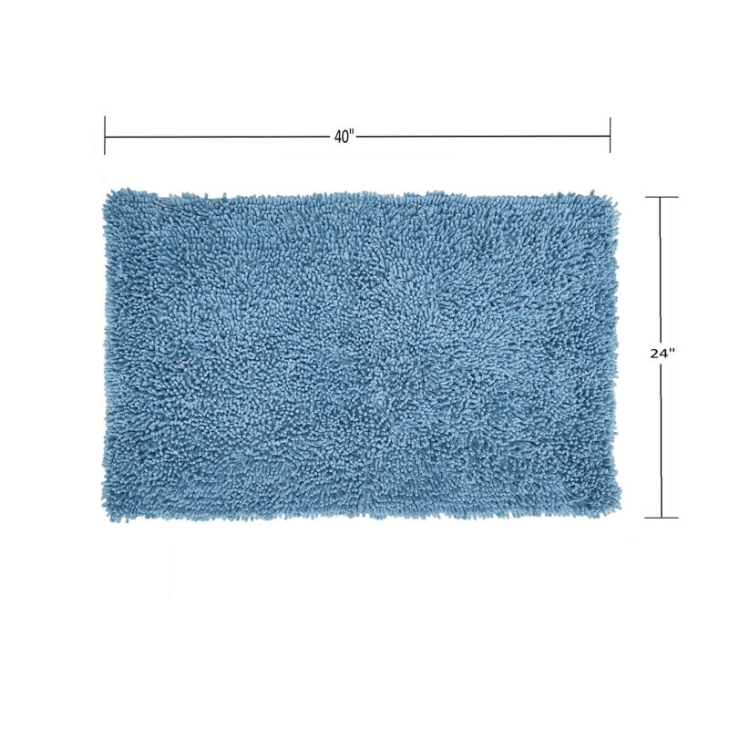 Hayworth Plush Cotton Bath Mat, Blue, 24" W x 40" L