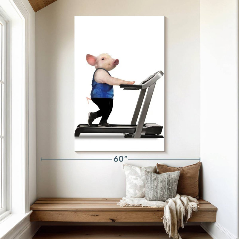 Pig On Treadmill, 51" H x 34" W