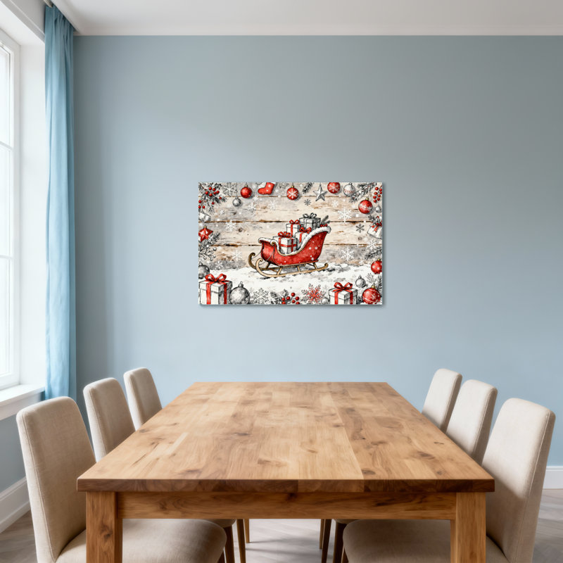 Traîneau de Noël avec cadeaux et décorations, H 12 po x l 18 po