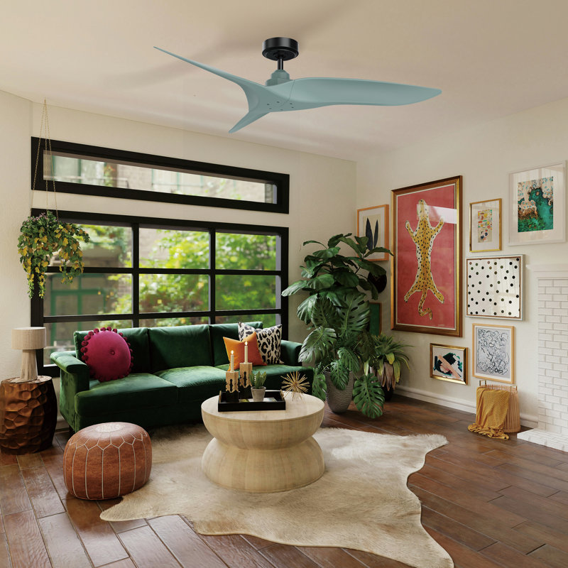 Ventilateur de plafond à hélice à 3 pales 52 po sans télécommande avec lumières Anesca, Vert