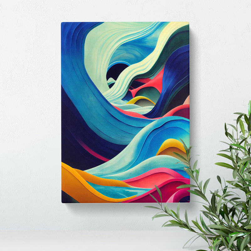 XC1022-1694X Contemporary Ocean Wave Art No.3 Abstract - Wrapped Canvas Print, 50cm H x 35cm W x 3cm D