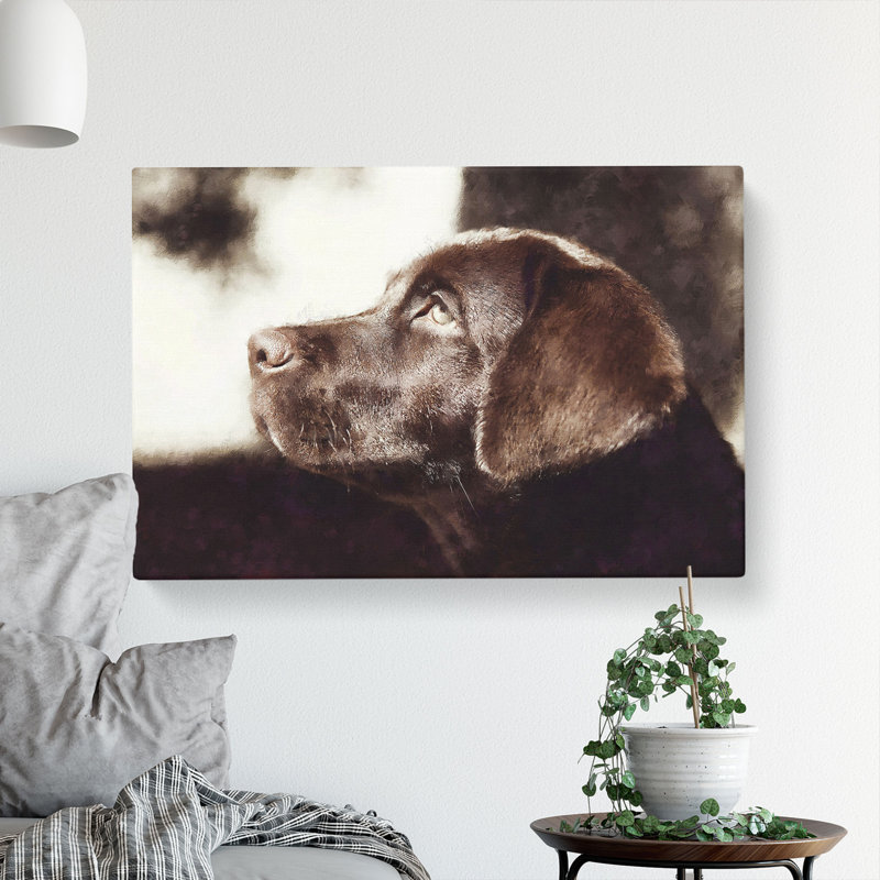 Chocolate Labrador Portrait Painting - Wrapped Canvas, 40cm H x 60cm W x 3cm D