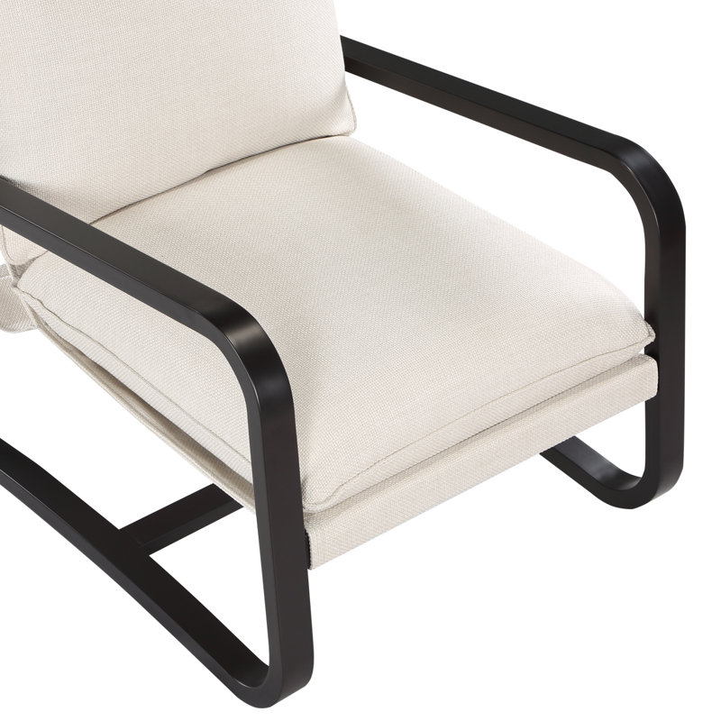Chaise de salle à manger Blaire revêtue de tissu avoine avec structure en métal, Polyester beige