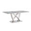 Table de salle à manger en marbre pour 6 personnes, table de salle à manger rectangulaire en faux marbre 70 po avec base en acier inoxydable à finition miroir, table de cuisine moderne en marbre de grande taille (argent, gris) (table seulement)-347192944