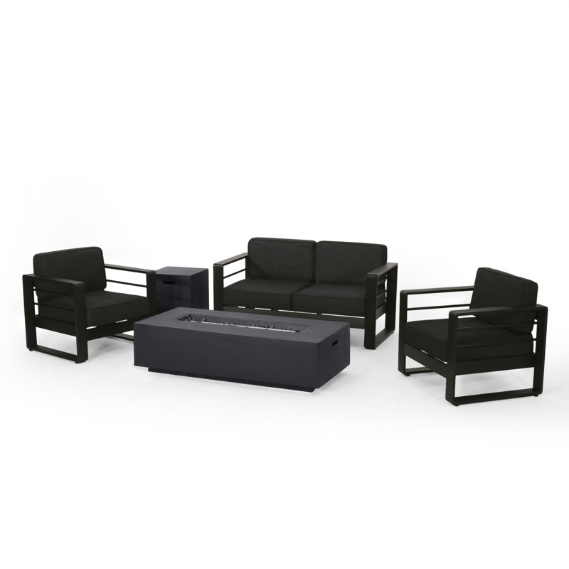 4 - Person Patio Conversation Set with Cushions, Black 