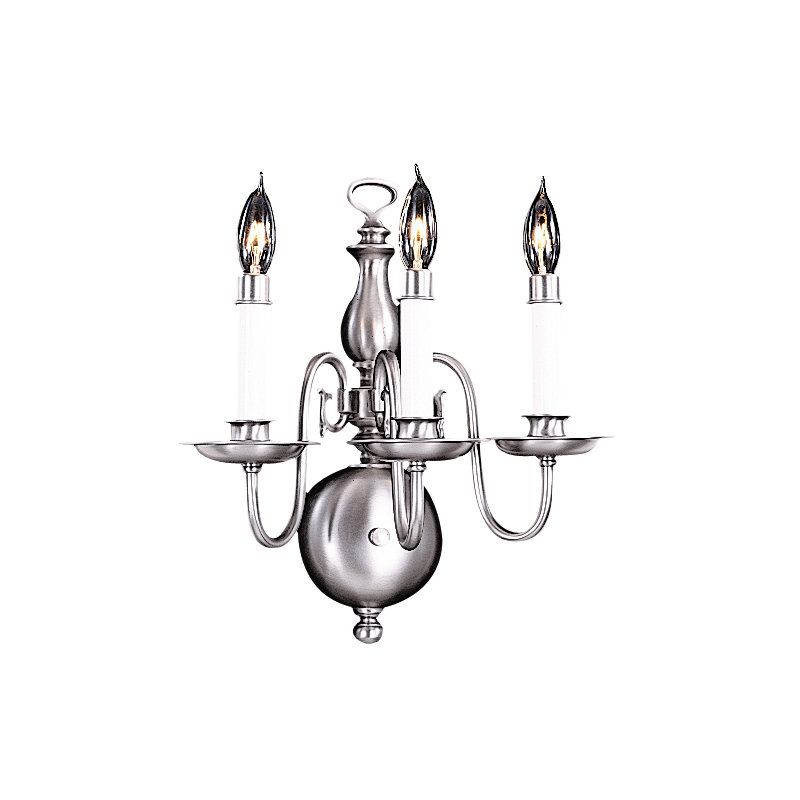 Lampe murale bougie 3 lumières Jovan, Laiton poli