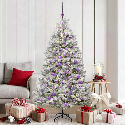 Artificial Christmas Tree Green and White PVC and Metal