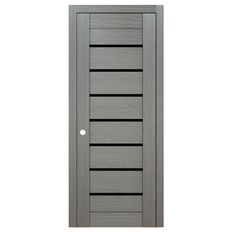 Porte intérieure stratifiée moderne en wengé frappé Domino 01, Wengé moderne, 24 po x 84 po