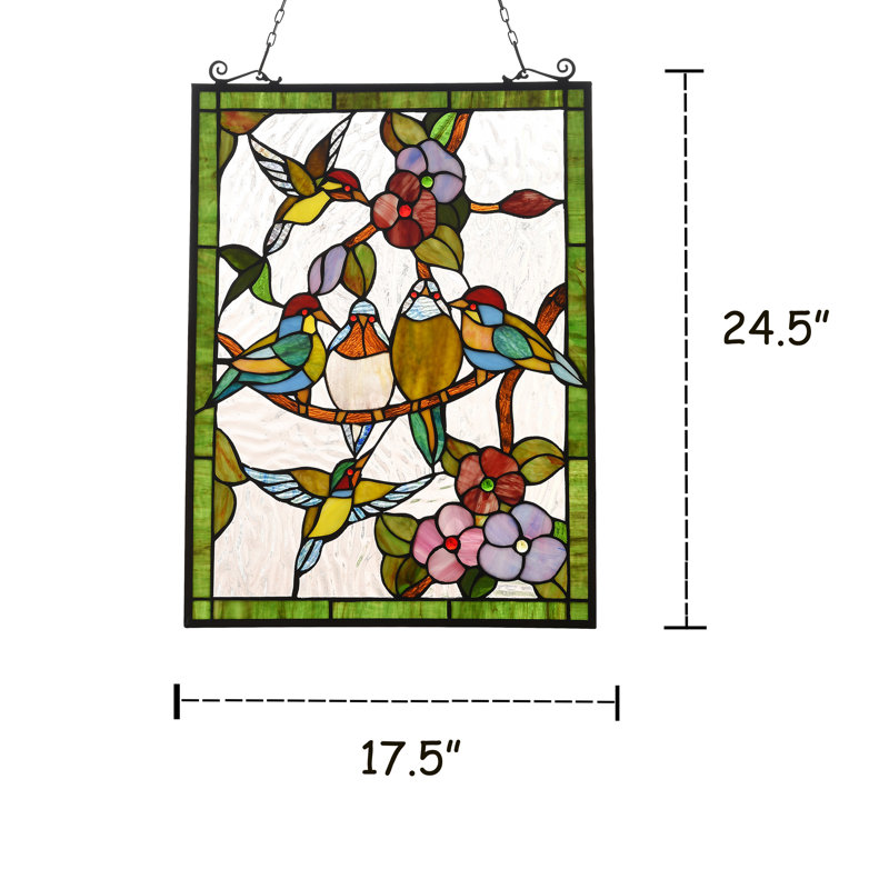Panneau de vitrail pour oiseaux tropical