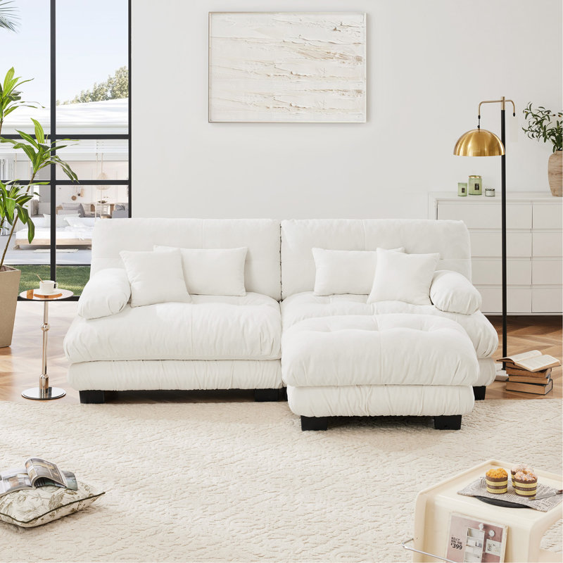 Canapé en chenille, Café clair, 4, H 35,4 po x l 173,2 po x P 36 po