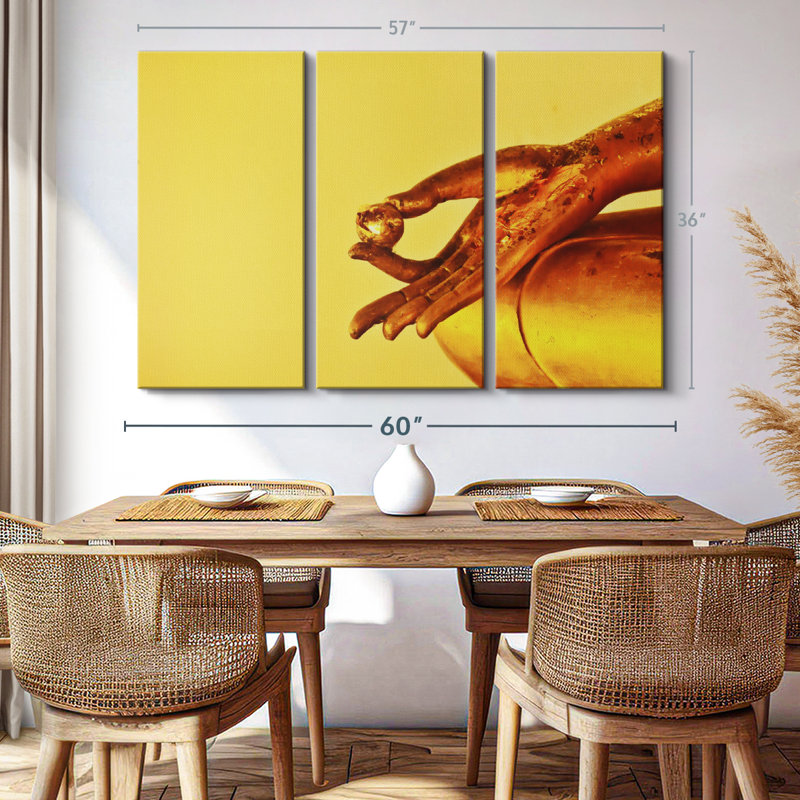 "Main de Bouddha" sur toile, H 36 po x l 57 po x P 1,25 po